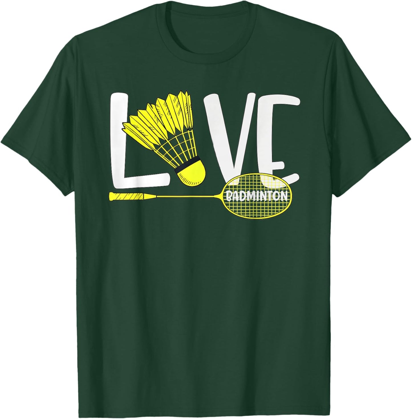 Love Badminton Cute Racket and Shuttlecock Sports Fan Player T-Shirt - T-Shirt | Forest