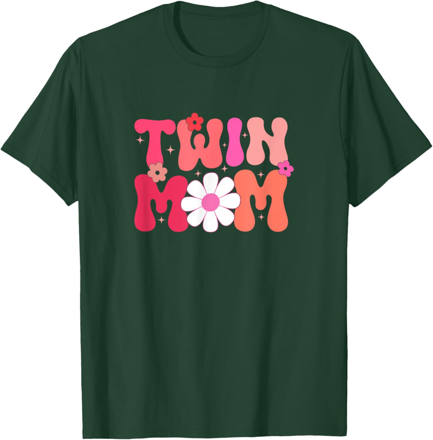 Groovy Twin Mama Funny Mother's Day For New Mom Of Twins T-Shirt - T-Shirt | Forest