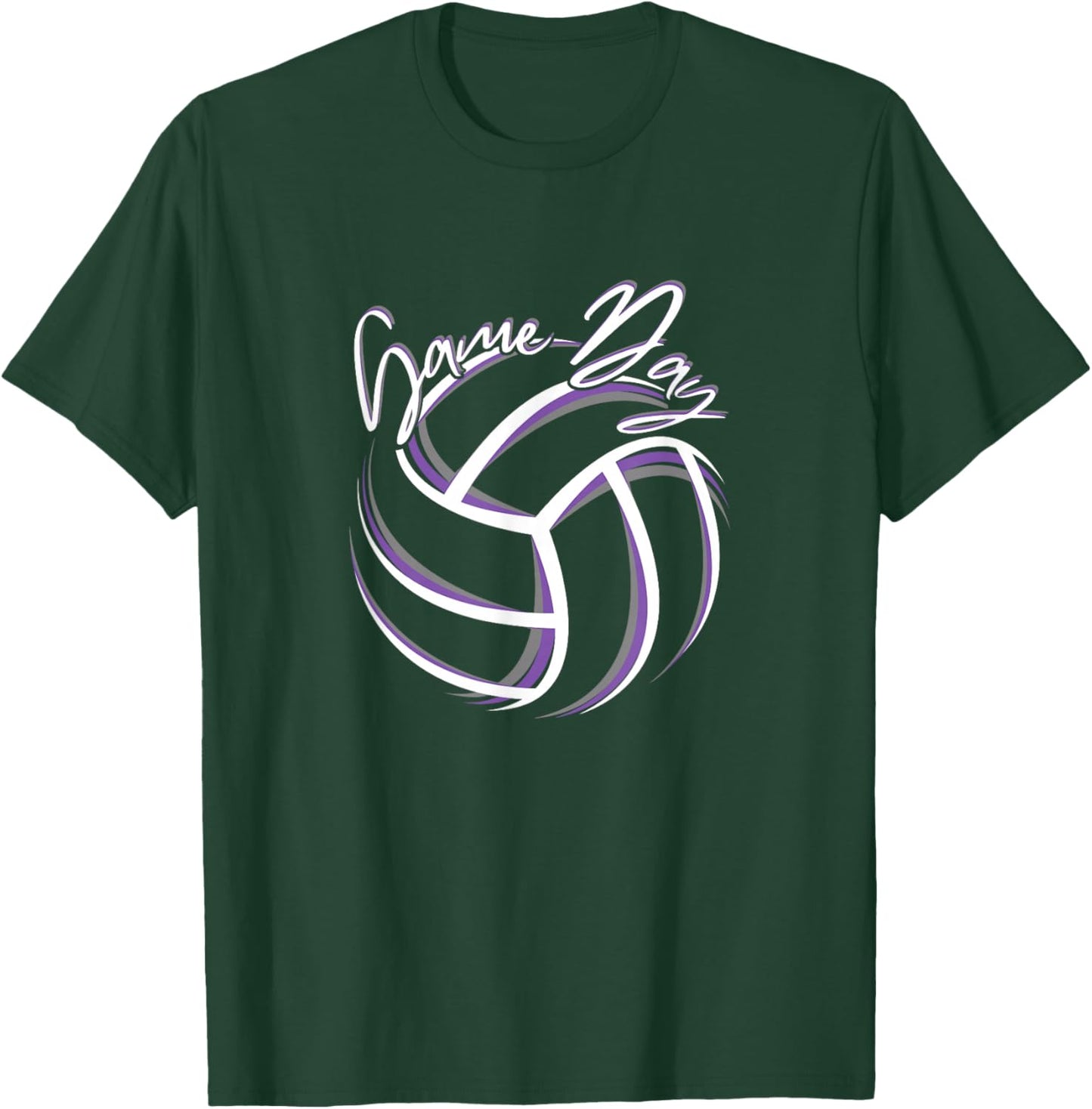 Purple & White Volleyball Season Game Day Volleyball Graphic T-Shirt - T-Shirt | Forest