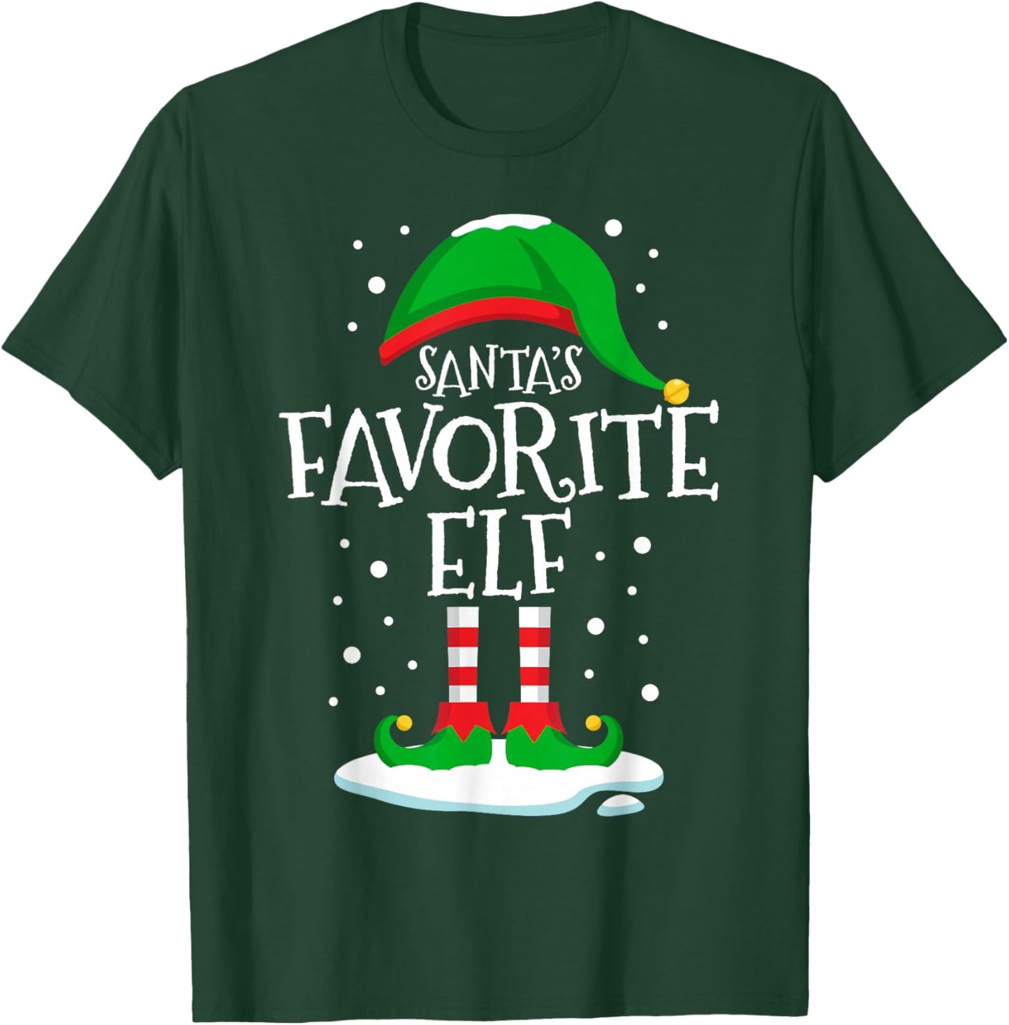 Santa's Favorite Elf Christmas Family Matching Xmas Funny T-Shirt - T-Shirt | Forest