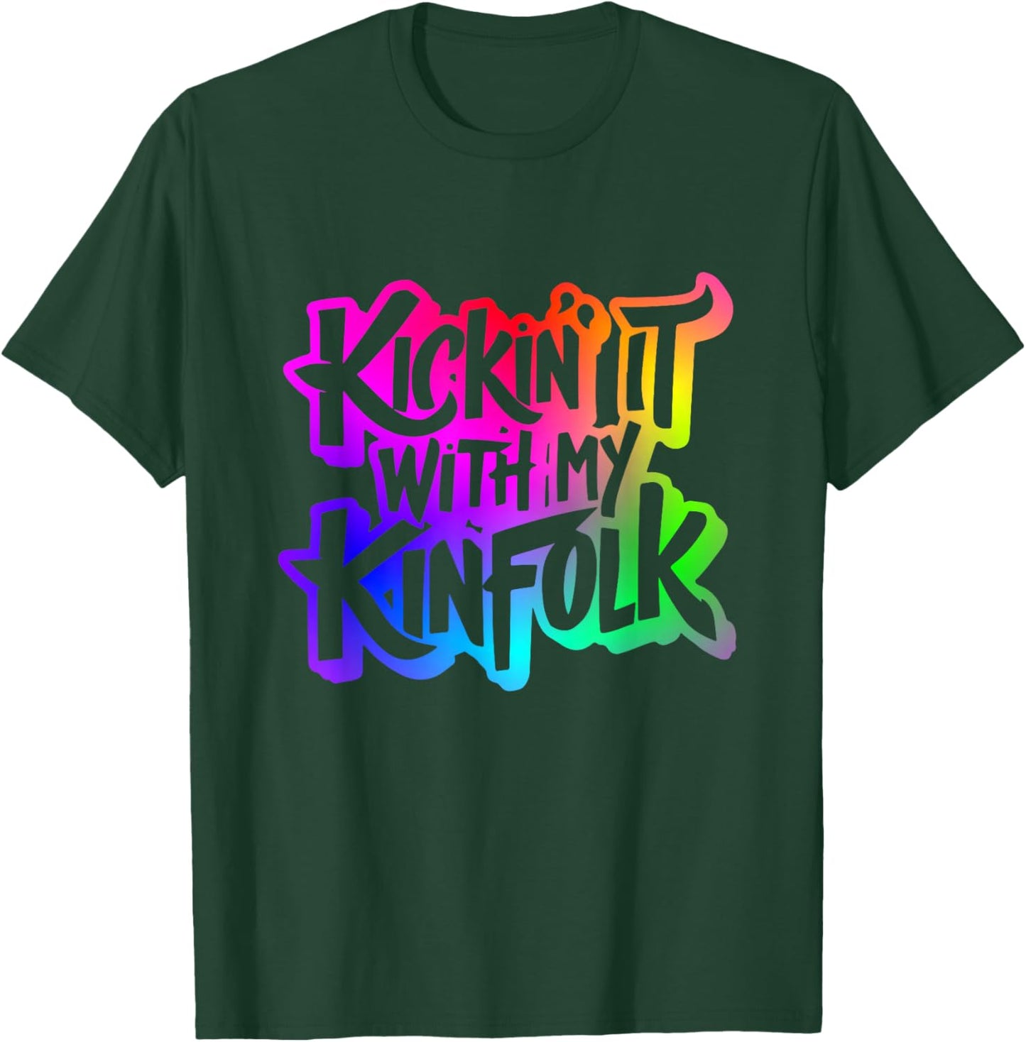 Funny Memorable Family Reunion Celebration Apparel Kickin' It With My Kinfolk -Adults Black Short Sleeve Classic Fit Small T-Shirt - T-Shirt | Forest