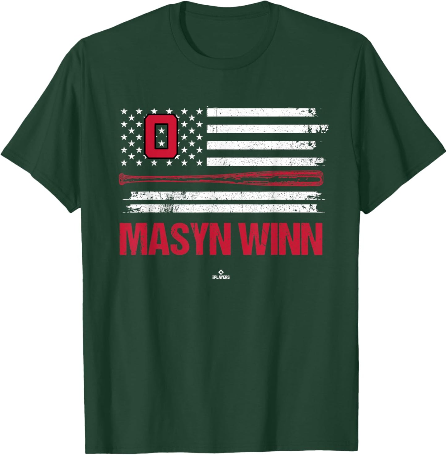 USA Flag Bat Masyn Winn St Louis Baseball MLBPA T-Shirt - T-Shirt | Forest