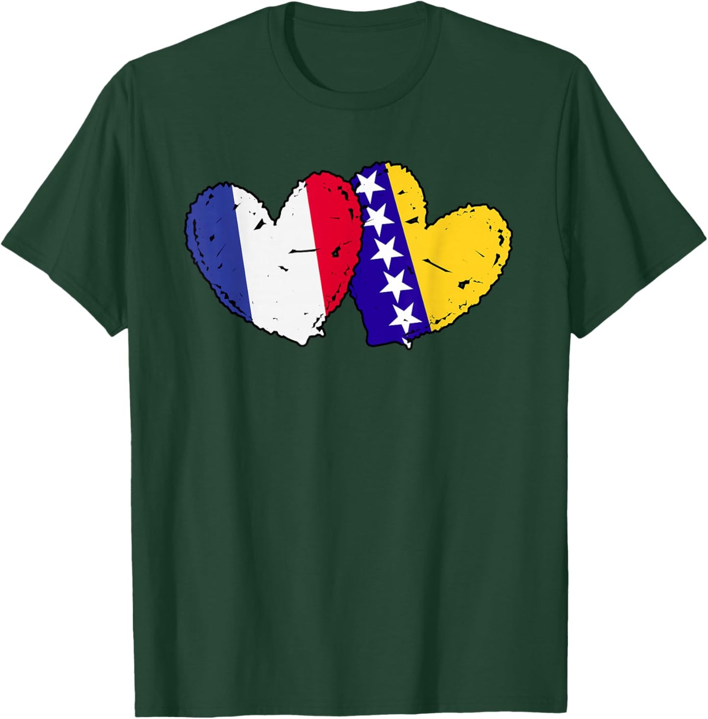 France Bosnia and Herzegovina Heart Flag French Bosnian T-Shirt - T-Shirt | Forest