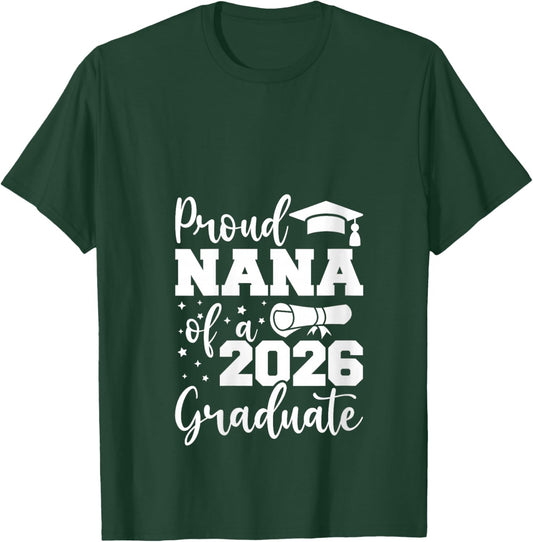Women's Proud Nana of a Class of 2026 Graduate Senior Graduation V-Neck T-Shirt - T-Shirt | Forest