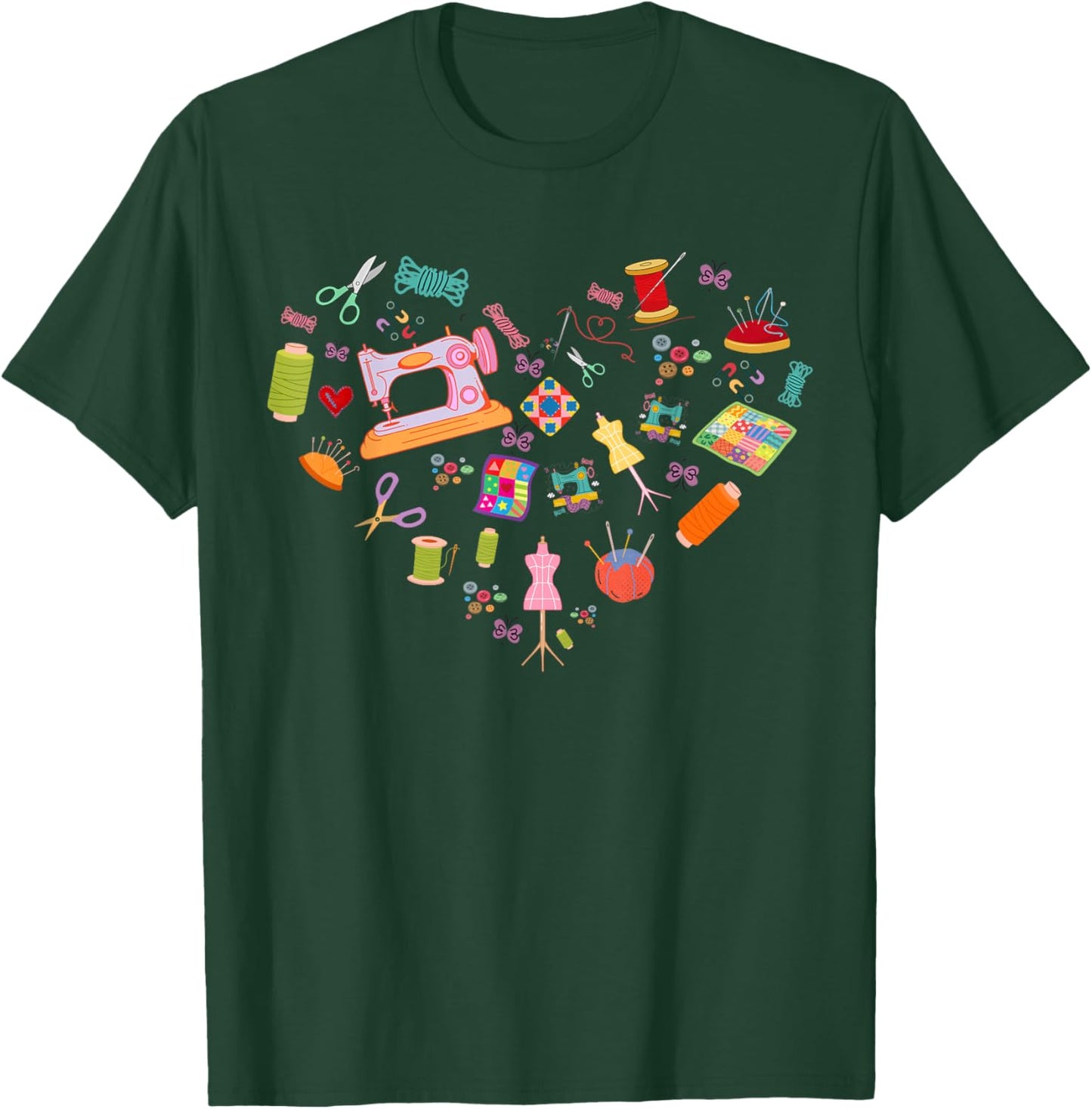 Sewing Quilting Machine Quilters Funny Sewing Lover heart T-Shirt - T-Shirt | Forest