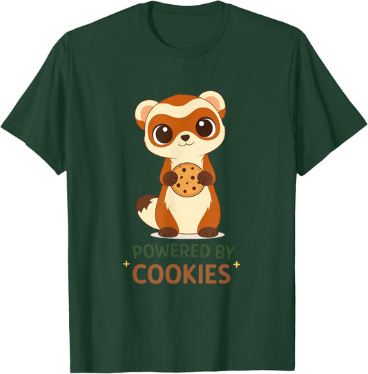 Cute Ferret Holding Cookie for Cookie Lovers T-Shirt - T-Shirt | Forest