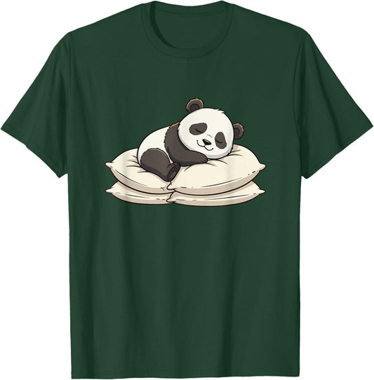 Cute Sleeping Panda On Pillows Relaxed Nap Mood T-Shirt - T-Shirt | Forest