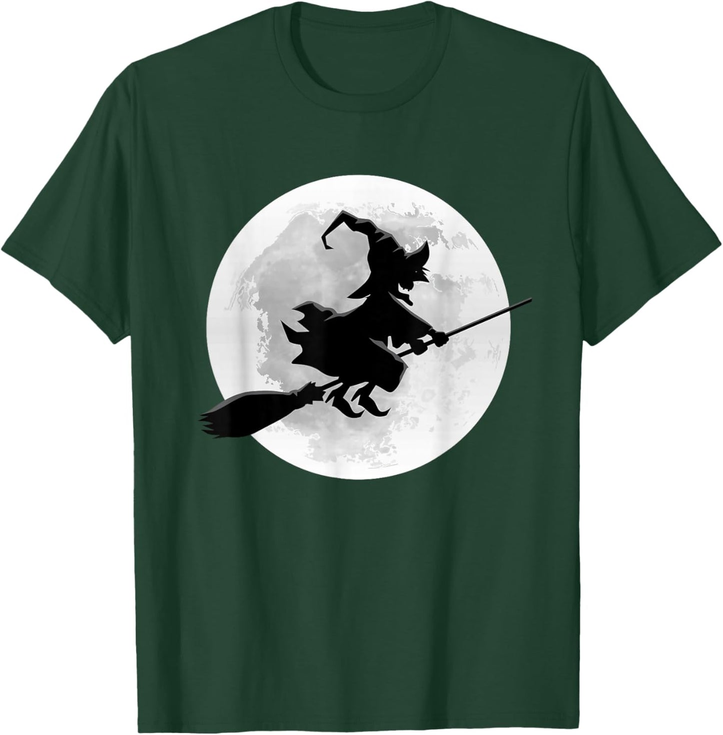 Hexe auf Besen mit Vollmond-lustigem Design für Halloween T-Shirt - T-Shirt | Forest