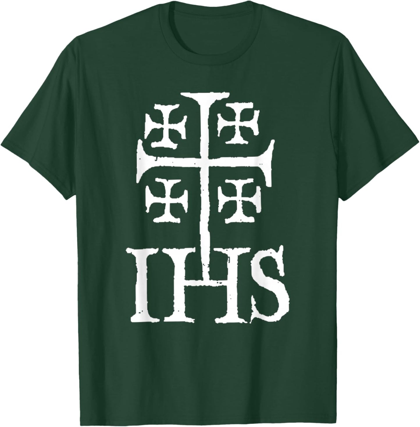 Jerusalem Cross IHS Catholic Funny Knights Templar Christian T-Shirt - T-Shirt | Forest