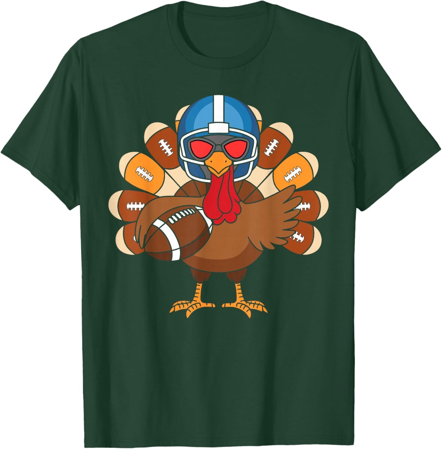 Turkey Football Player Funny Turkey Thanksgiving Day T-Shirt - T-Shirt | Forest