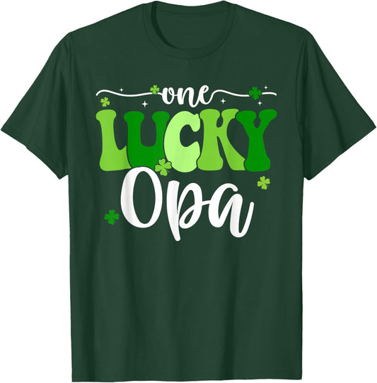 One Lucky Opa Groovy Retro Opa St Patrick's Day T-Shirt - T-Shirt | Forest