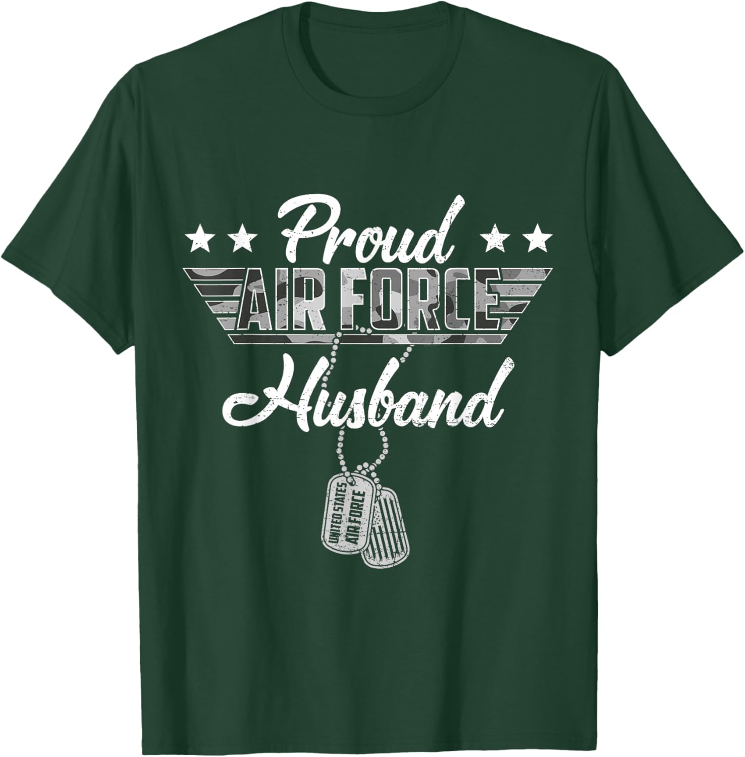 Proud Air Force Husband Camouflage USAF Veteran Airman T-Shirt - T-Shirt | Forest