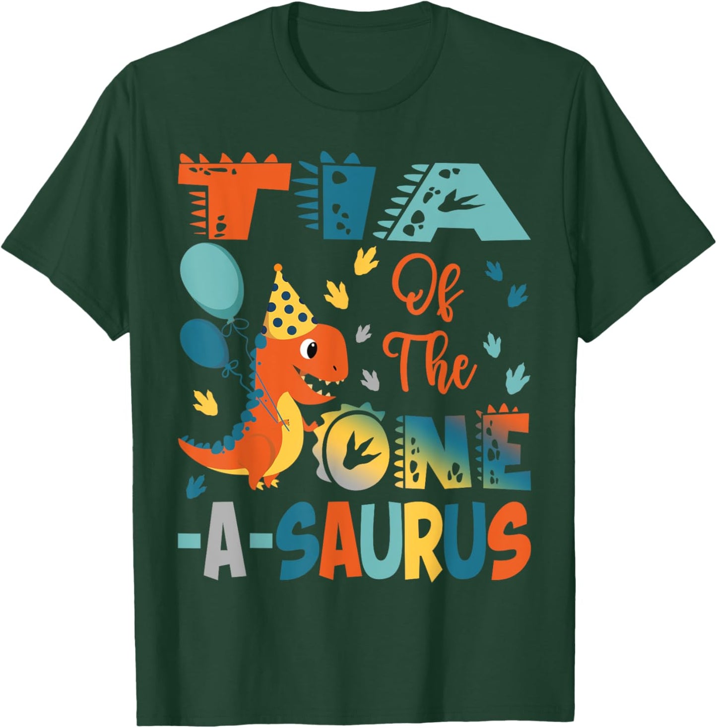 Tia Of The One-A-Saurus 2Nd Birthday Dinosaur Party T-Shirt - T-Shirt | Forest