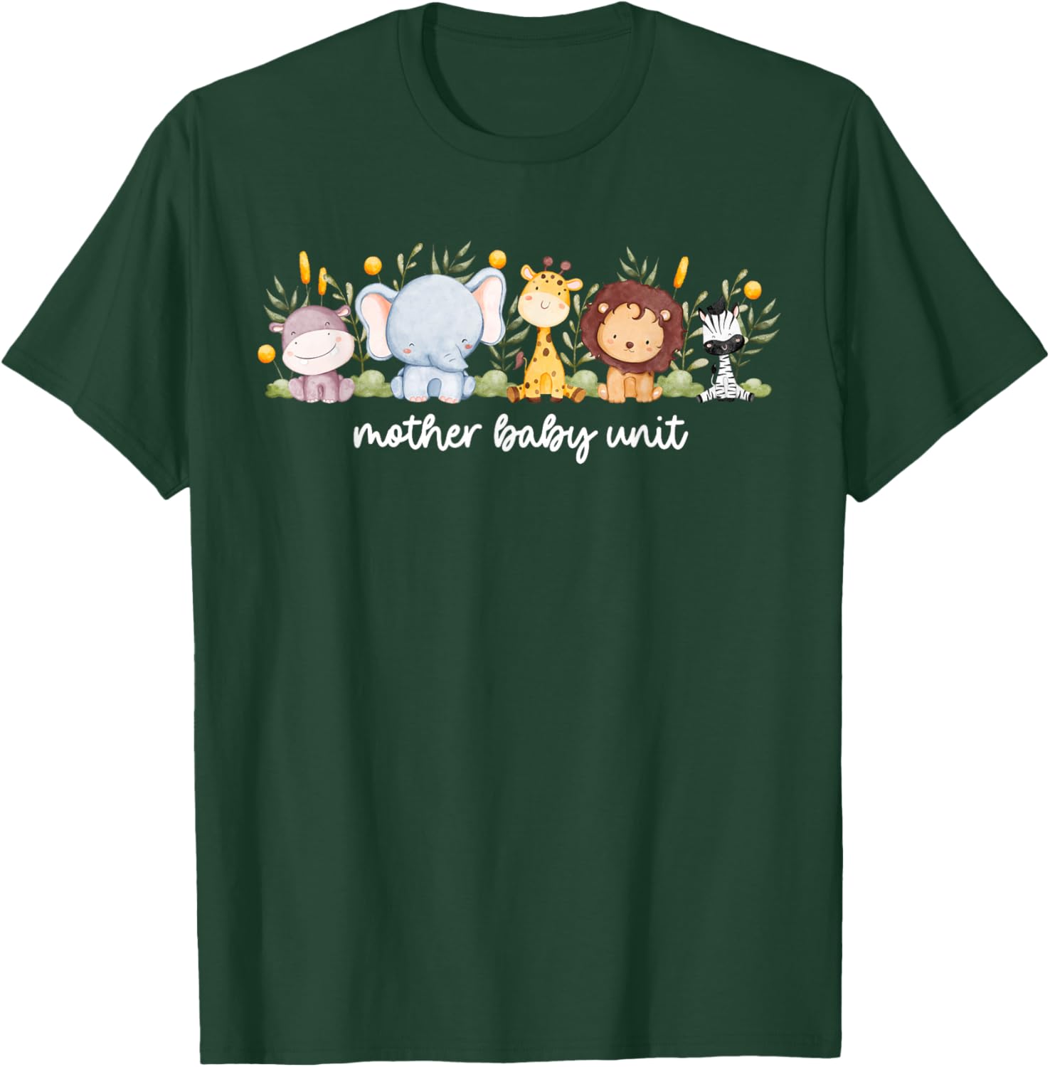 Mother Baby Unit Cute Animals NICU Nurse Squad Postpartum T-Shirt - T-Shirt | Forest