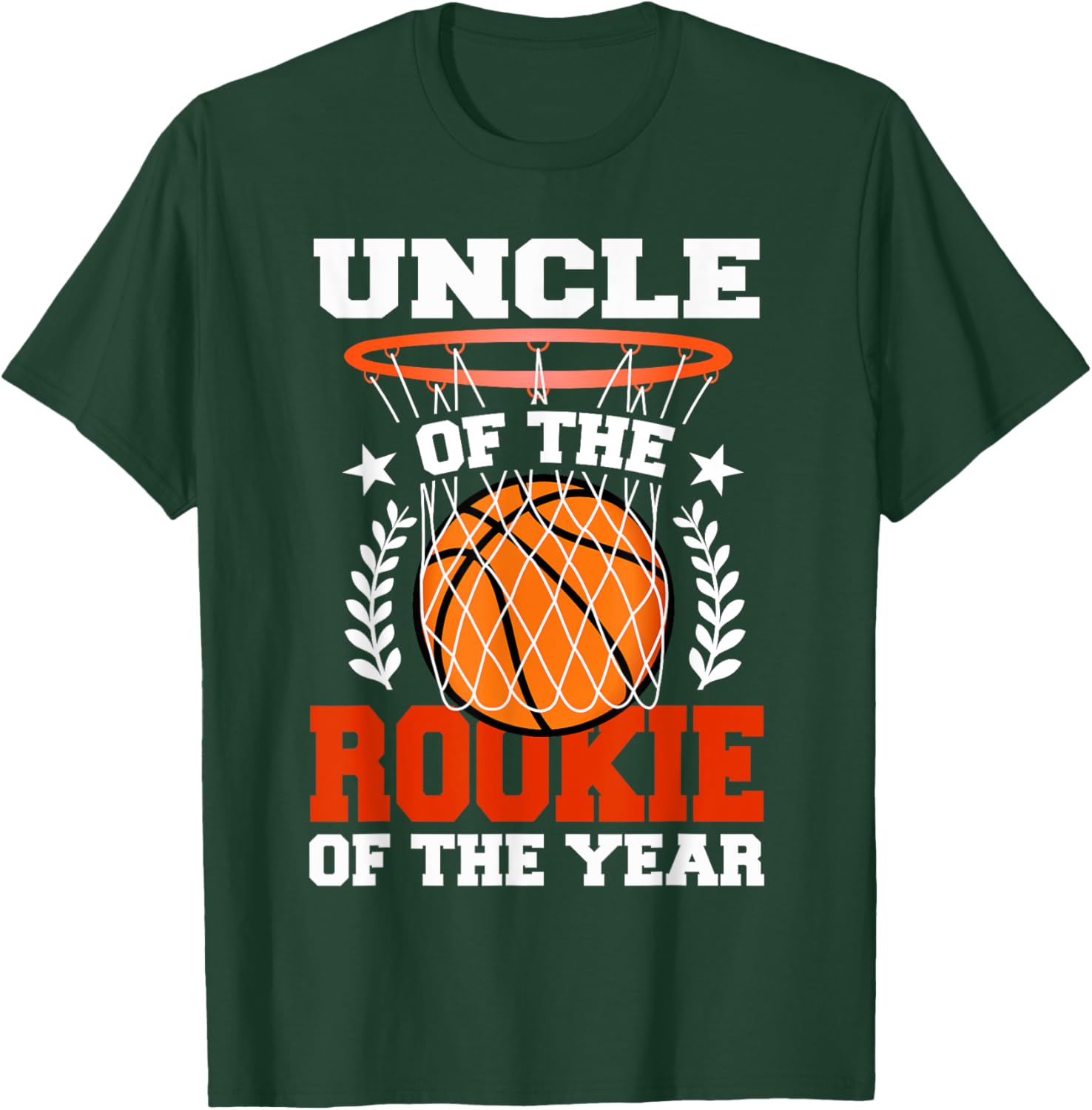 Uncle Of Rookie 1st Basketball Birthday Theme Matching T-Shirt - T-Shirt | Forest