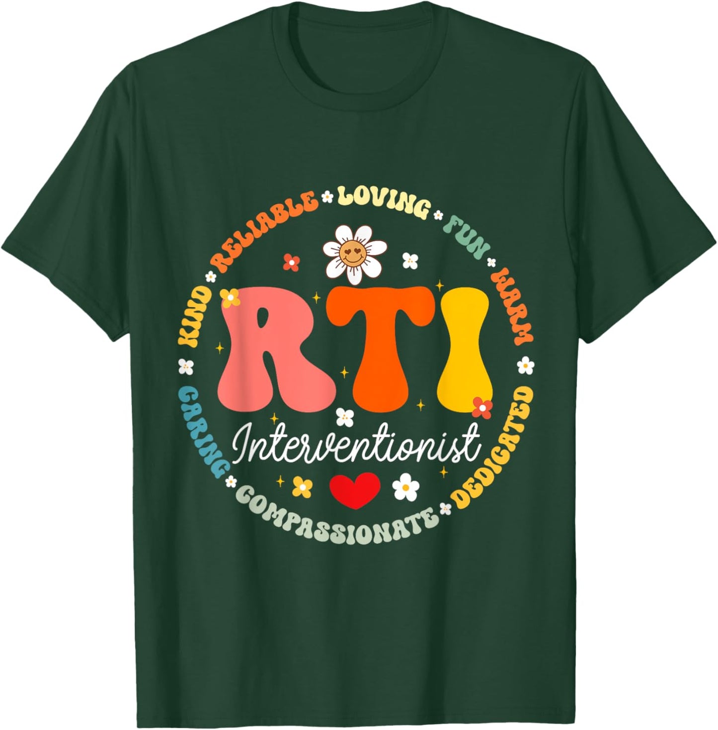 Groovy RTI Interventionist T Response Teacher Squad Women Kids T-Shirt - T-Shirt | Forest