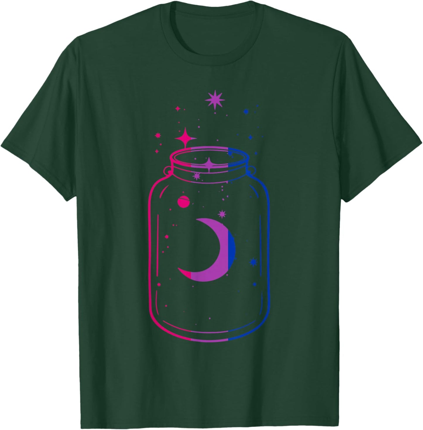 Bisexual Pride Moon in a Mystical Cosmic Jar T-Shirt - T-Shirt | Forest