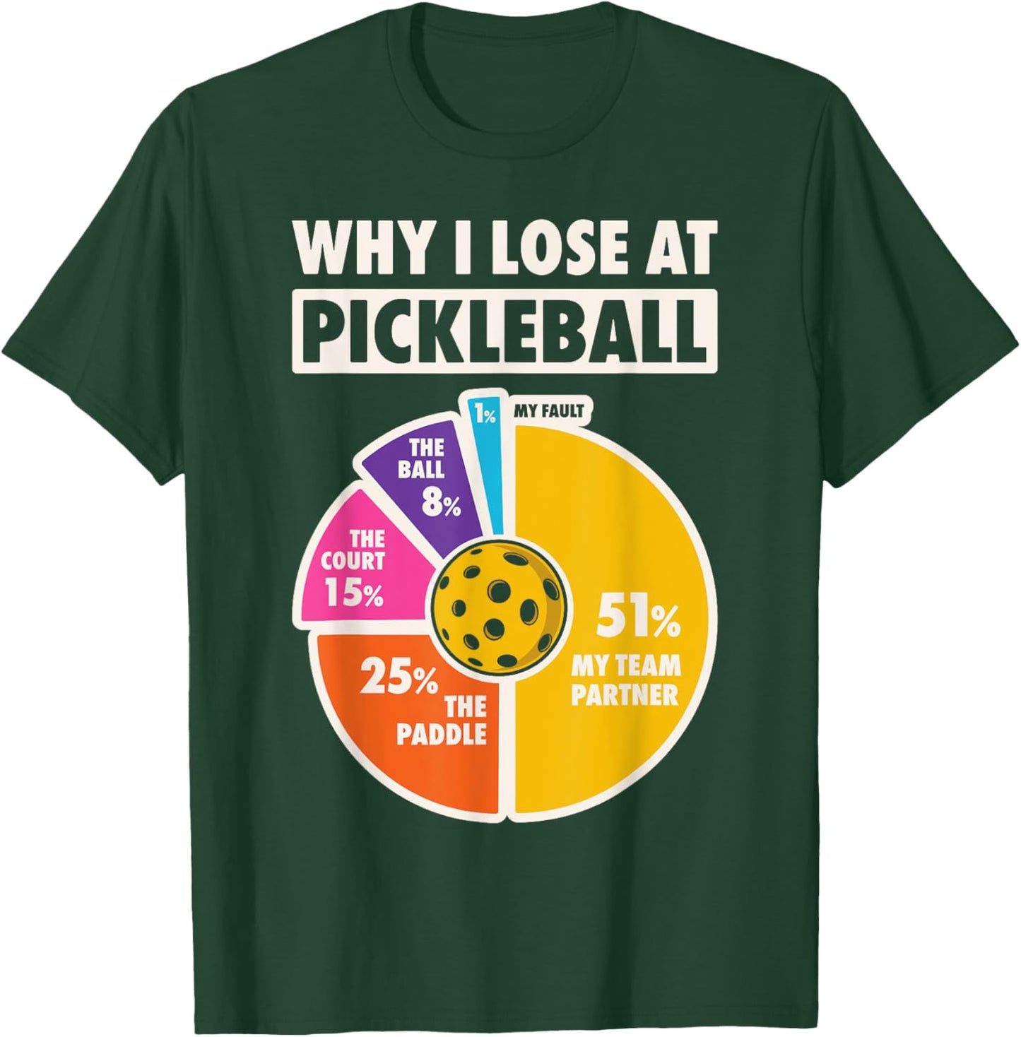 Why I Lose At Pickleball Funny Paddleball Players Men Humor T-Shirt - T-Shirt | Forest