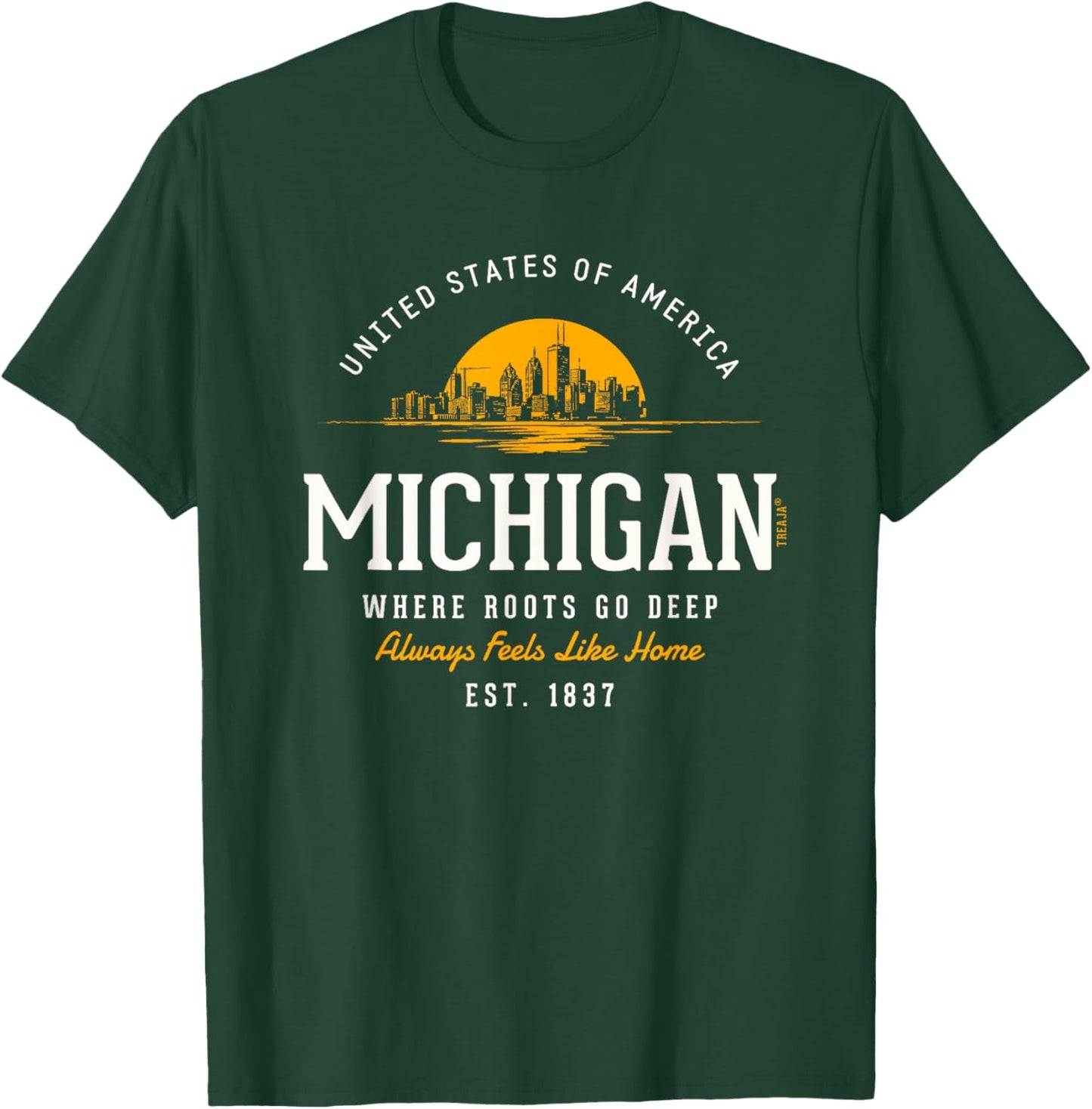 Retro Styled State of Michigan Vintage T-Shirt - T-Shirt | Forest