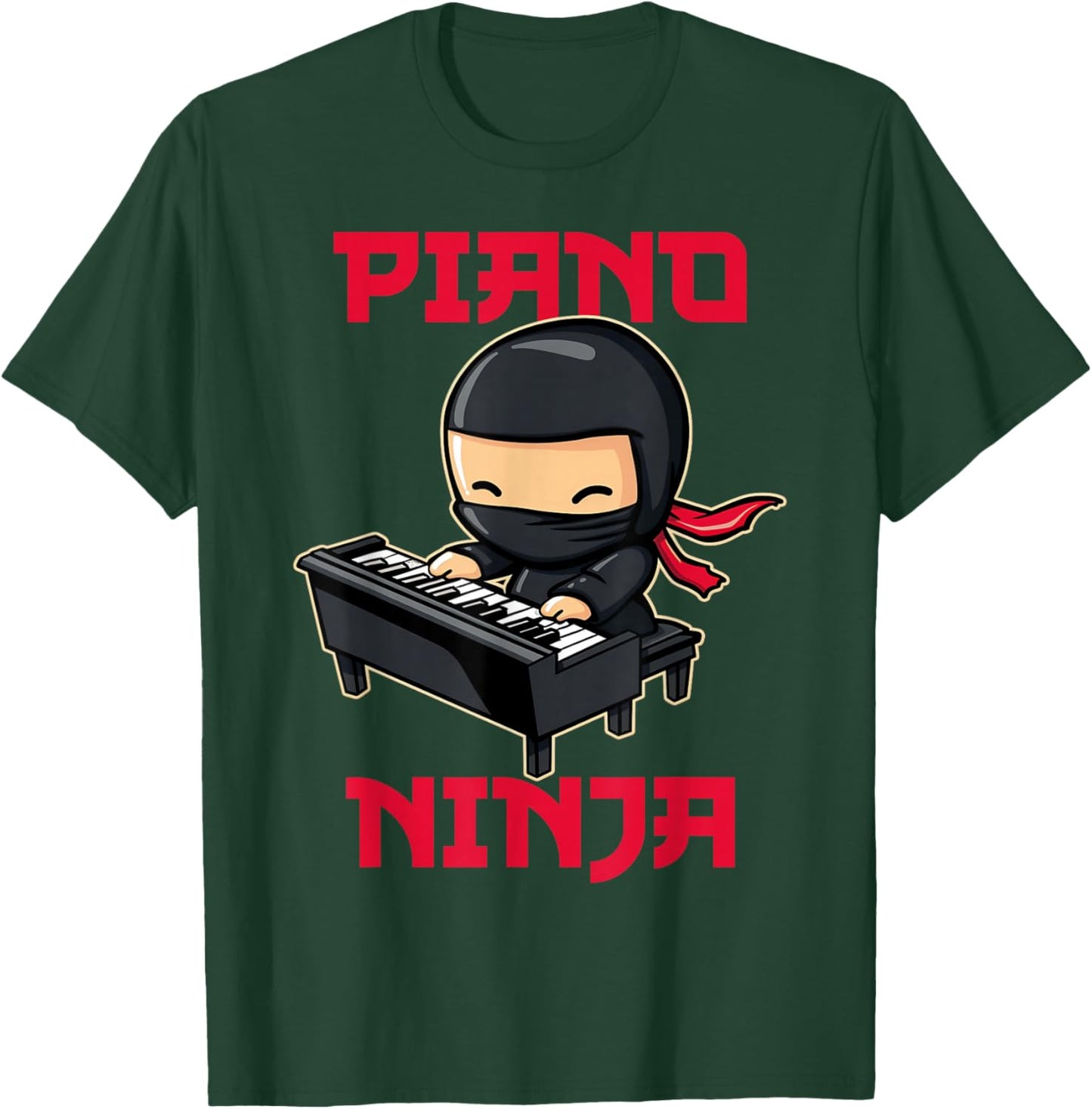 Piano Ninja Funny Cute Kawaii Music Musician Pianist T-Shirt - T-Shirt | Forest