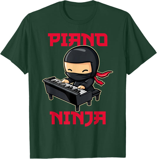 Piano Ninja Funny Cute Kawaii Music Musician Pianist T-Shirt - T-Shirt | Forest