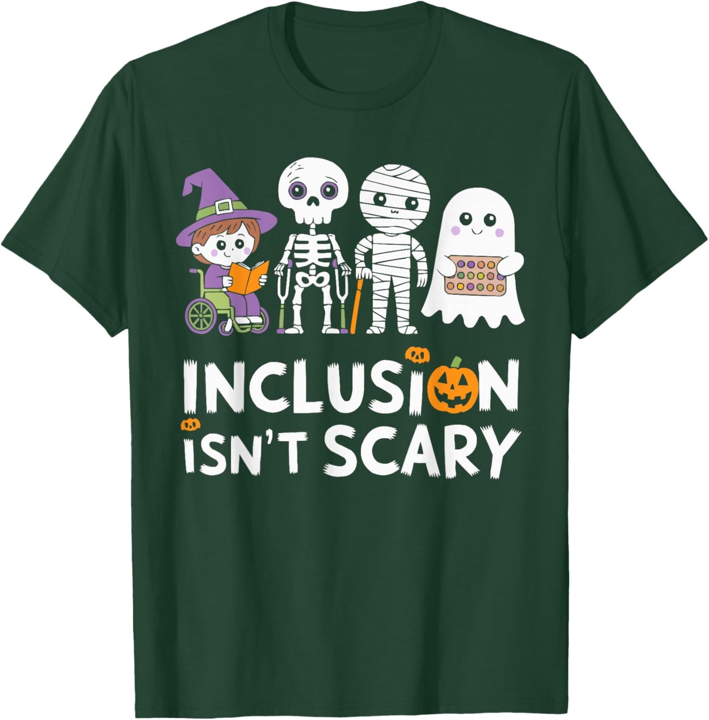 Inclusion Halloween Autism Spooky Inclusivity Trick Or Treat T-Shirt - T-Shirt | Forest