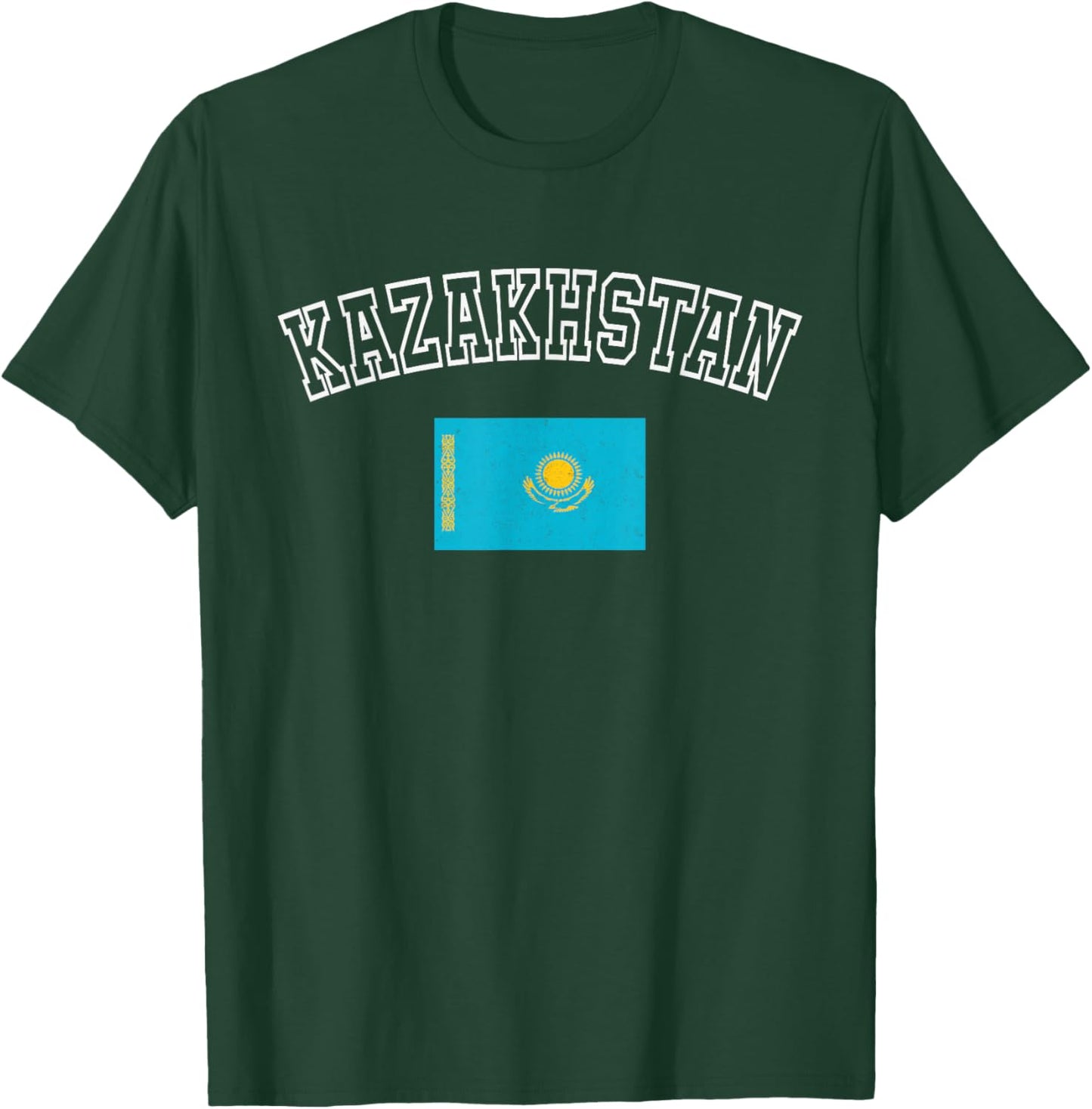 Kazakhstan Flag Vintage Distressed Retro Heritage Design T-Shirt - T-Shirt | Forest