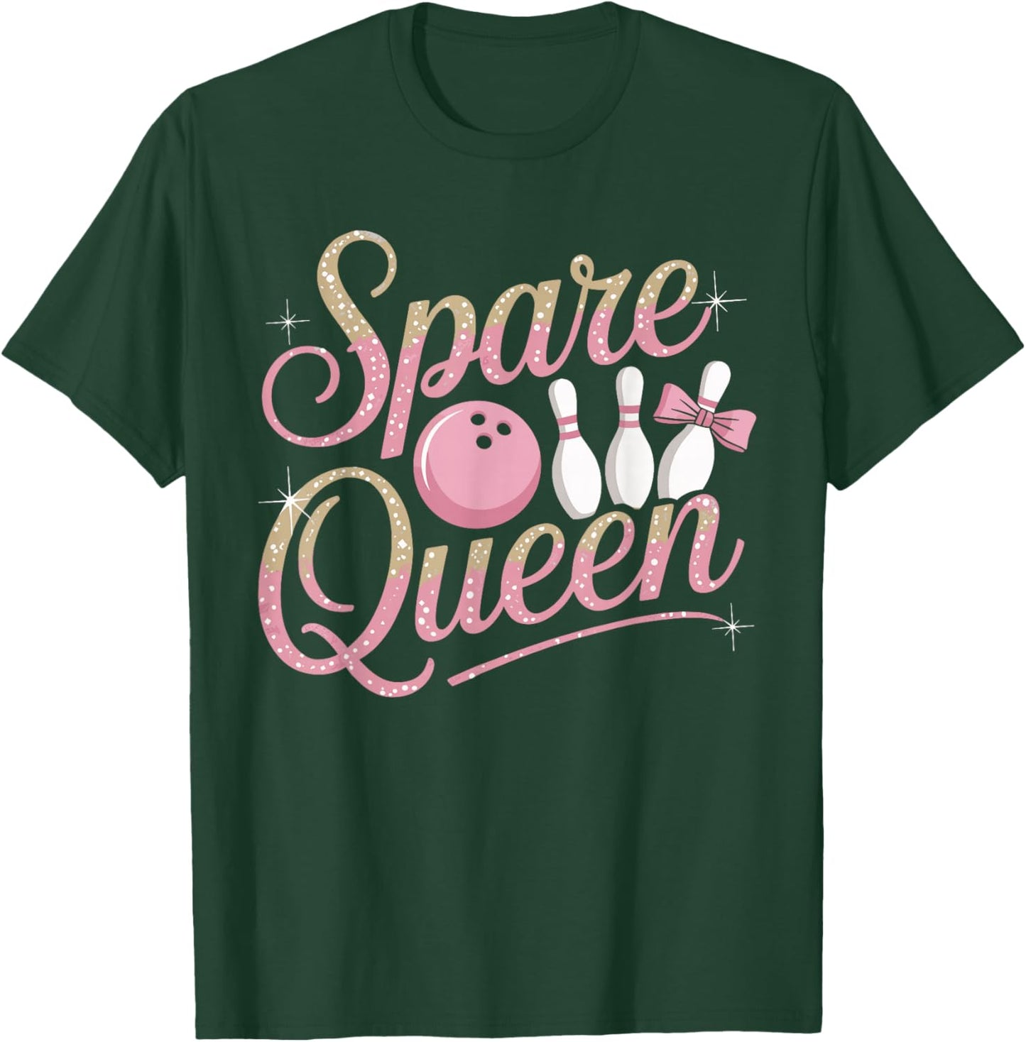 Spare Queen Female Bowling Graphic Design T-Shirt - T-Shirt | Forest
