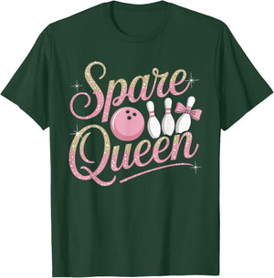 Spare Queen Female Bowling Graphic Design T-Shirt - T-Shirt | Forest