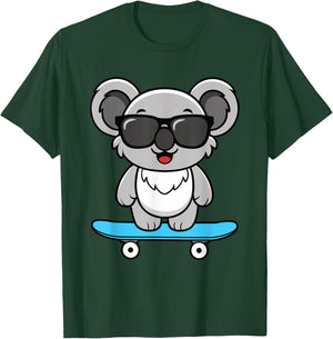 Funny Cool Koala Skateboard Boys Kids T-Shirt - T-Shirt | Forest