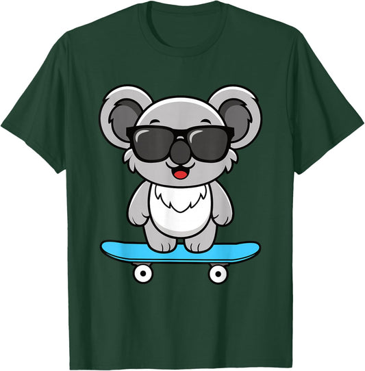Funny Cool Koala Skateboard Boys Kids T-Shirt - T-Shirt | Forest