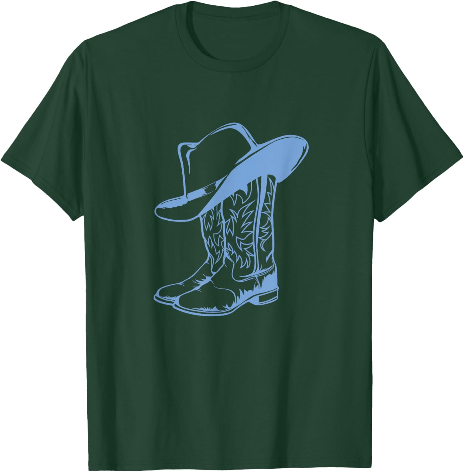 Coastal Cowgirl Western Blue Cowboy Boots T-Shirt - T-Shirt | Forest