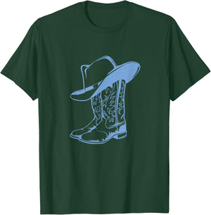 Coastal Cowgirl Western Blue Cowboy Boots T-Shirt - T-Shirt | Forest