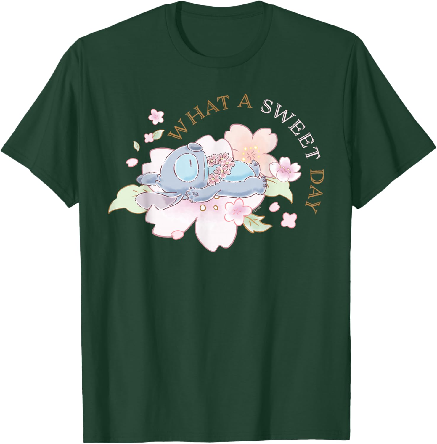 Disney Stitch What a Sweet Day Sakura Spring Cherry Blossom T-Shirt - T-Shirt | Forest