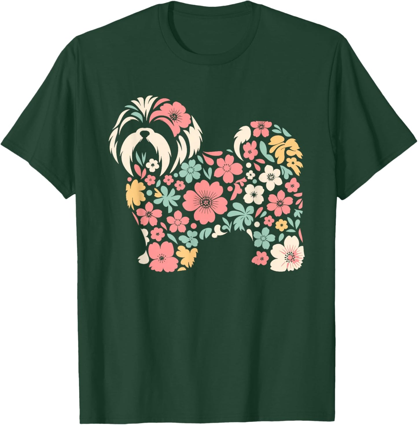 Cute Floral Flower Shih Tzu Mom Grandma Mothers Day T-Shirt - T-Shirt | Forest