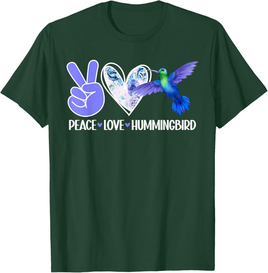 Peace Love Hummingbird Lover Hummingbirds T-Shirt - T-Shirt | Forest