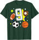 9th Birthday Sports Birthday Theme 9 Year Old Boy T-Shirt - T-Shirt | Forest
