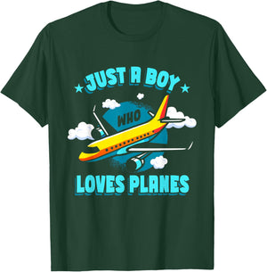 Plane Toddler Airplane Kids Just A Boy Who Loves Planes T-Shirt - T-Shirt | Forest