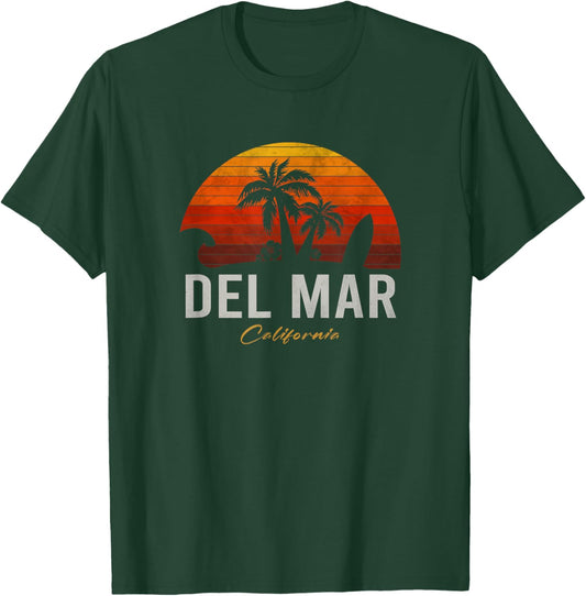 Del Mar California Retro Surfer Vintage Beach Men Women T-Shirt - T-Shirt | Forest