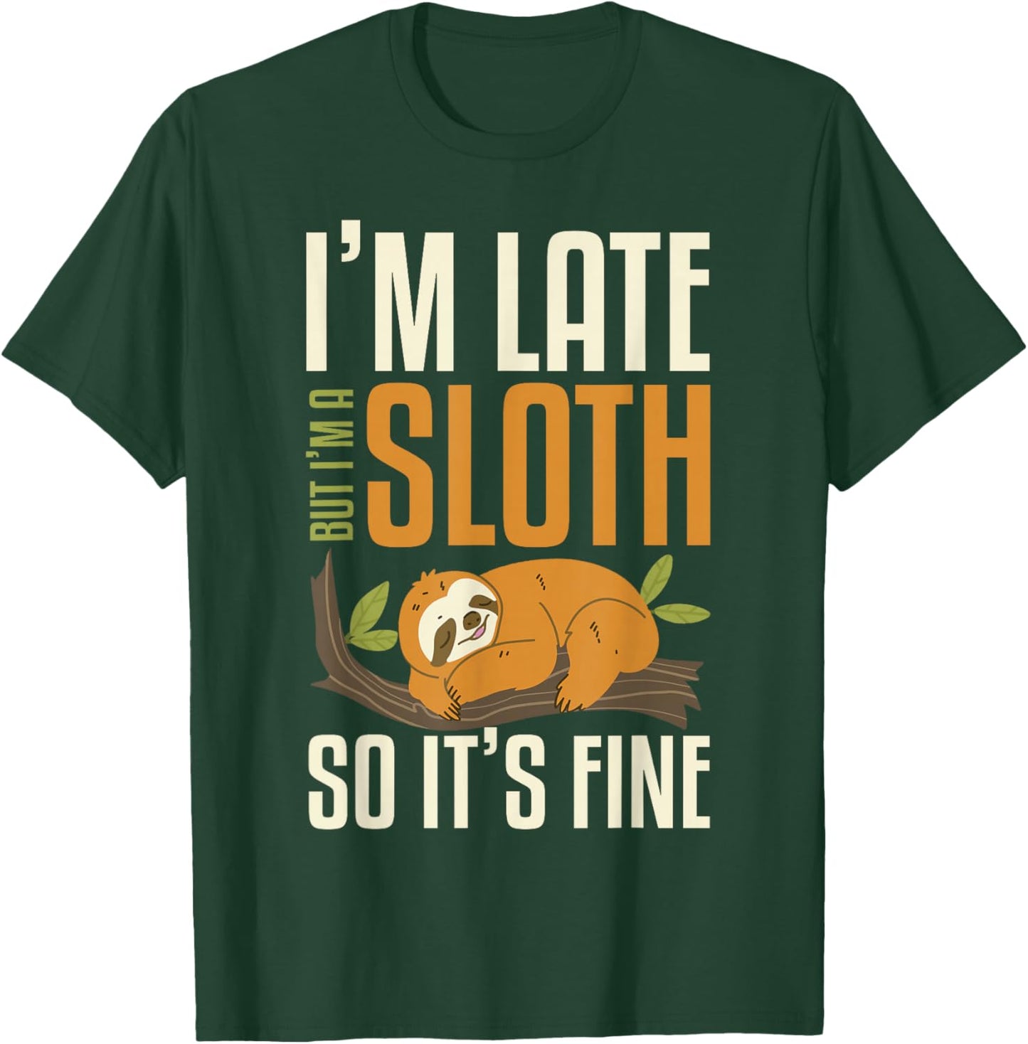 Funny Sloth Sleeping Cute Lazy Sloth Women Kids T-Shirt - T-Shirt | Forest