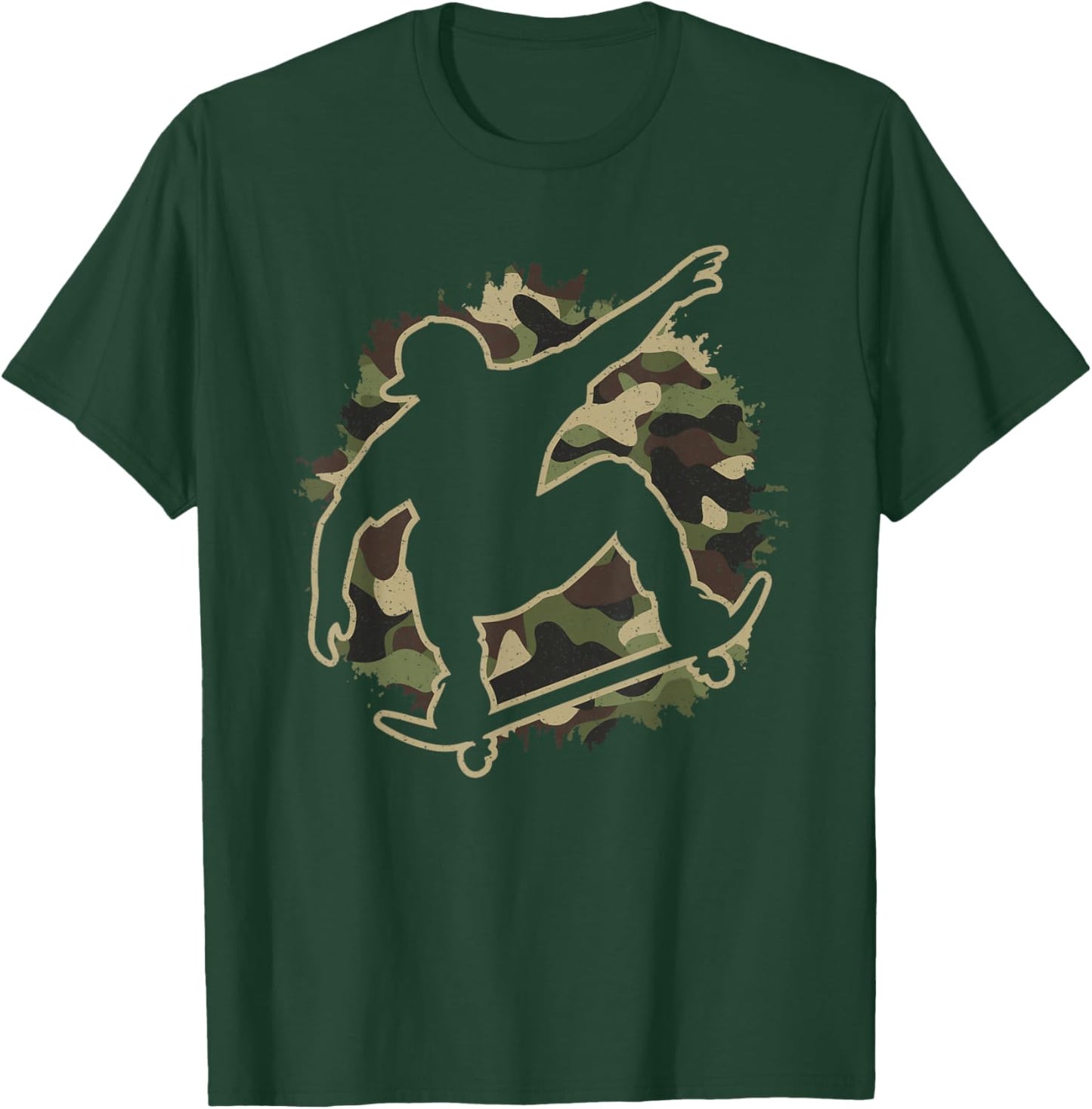 Skater Camouflage Skateboard Camo Skating Lover Men Boys T-Shirt - T-Shirt | Forest