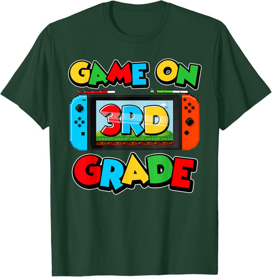 Game On 3rd Grade Back To School Video Gamer Third Grade T-Shirt - T-Shirt | Forest