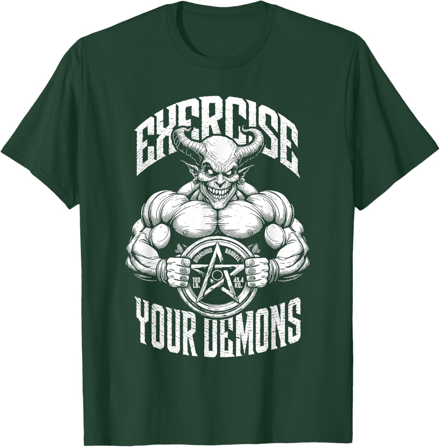 Exercise Your Demons Funny Gym Satanic Gothic Devil Workout T-Shirt - T-Shirt | Forest