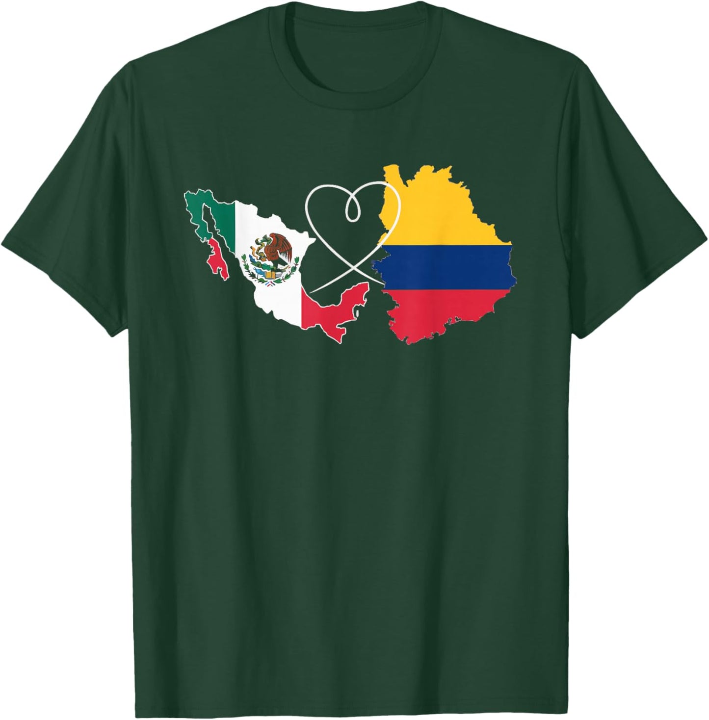 Half Columbian Half Mexican Mexico Flag Columbia T-Shirt - T-Shirt | Forest