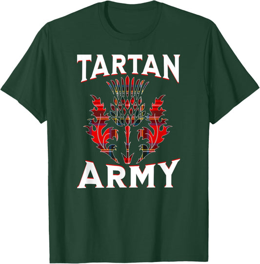 Scottish Tartan s Tartan Army s Thistle Emblem T-Shirt - T-Shirt | Forest