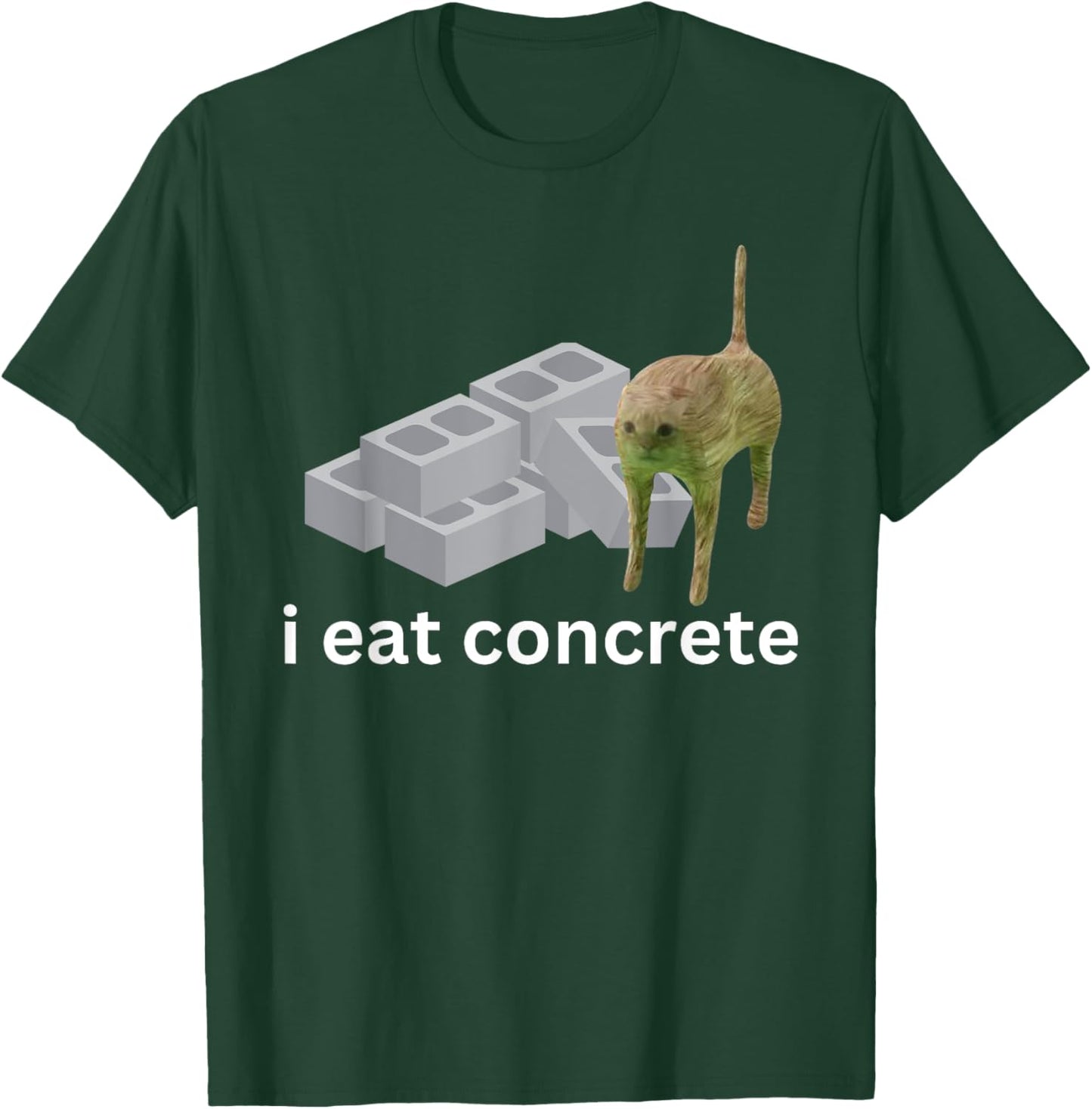 I Eat Concrete Funny Cursed Cat Meme Men Women T-Shirt - T-Shirt | Forest