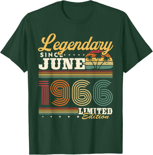 Vintage Cadeau d'anniversaire 60 Ans Nés en Juin 1966 T-Shirt - T-Shirt | Forest