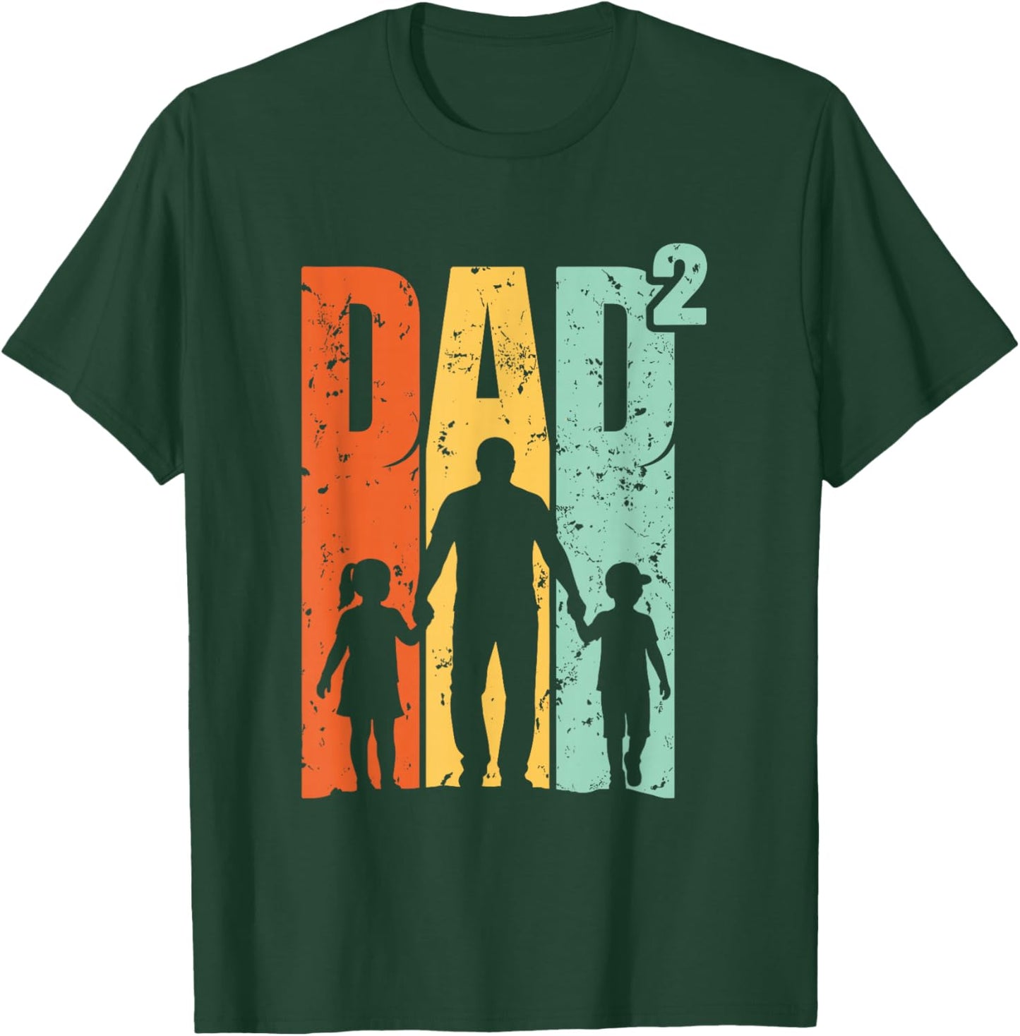 Papa Von Zwei Kindern Im Retro-Vintage-Stil T-Shirt - T-Shirt | Forest