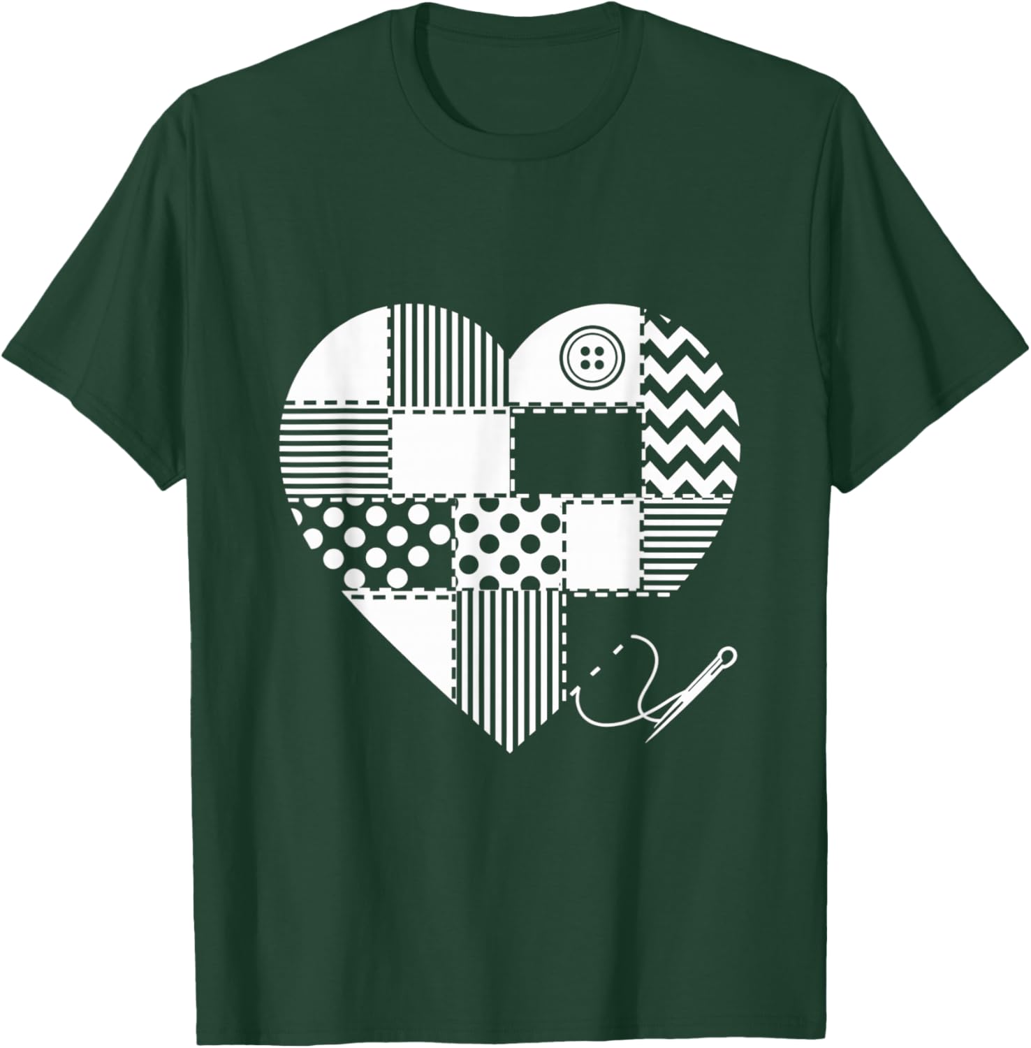 Patchwork Heart Sewing Craft Creative Theme Design T-Shirt - T-Shirt | Forest