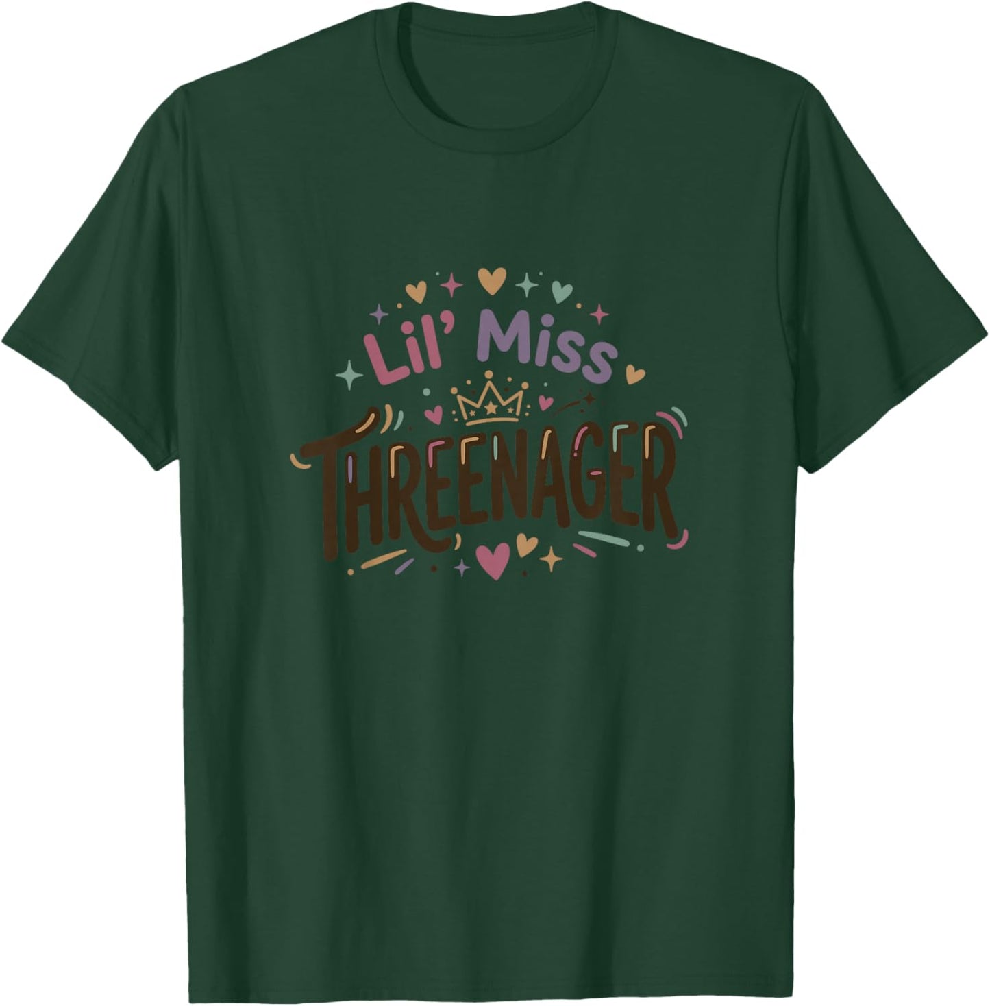 Lil Miss Threenager 3rd Birthday Three Year Old Toddler Girl T-Shirt - T-Shirt | Forest